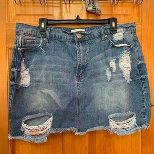 Denim Ripped Skirt